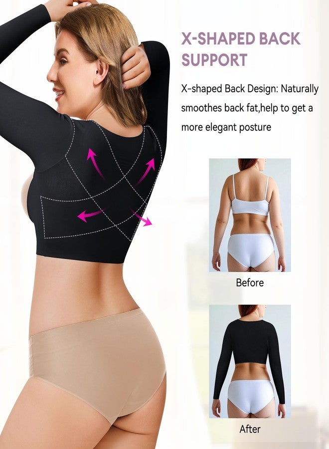 YERKOAD Arm Shapers for Women Flabby Arms Post Surgery Compression Sleeves Arm Faja Front Closure Shapewear Tops (Black, Medium) - Image 5